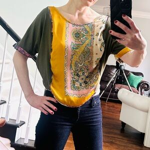 Anthropologie Tiny Hunter Green Yellow Paisley Blouse S